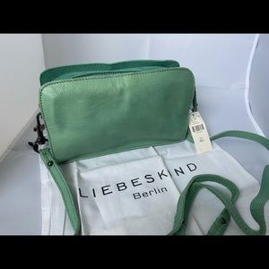 Green leather crossbody purse